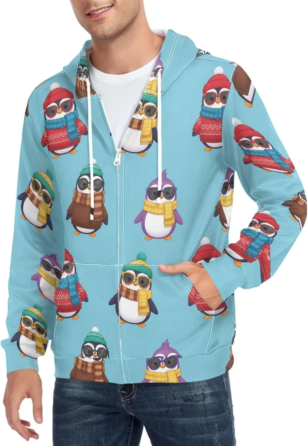 Мужская толстовка с полной молнией и зимним пингвином CUPADA
Мужская толстовка с полной молнией и зимним пингвином CUPADA