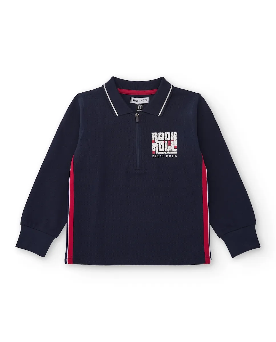 Детское поло с длинным рукавом темно-синего цвета с рокерским принтом Tuc tuc
Детское поло с длинным рукавом темно-синего цвета с рокерским принтом Tuc tuc