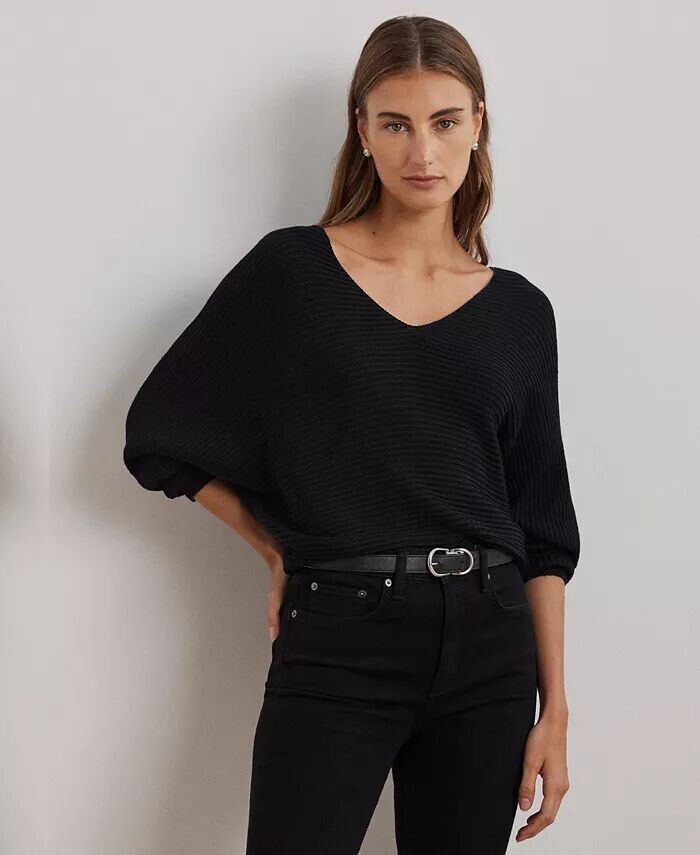 Женский свитер миниатюрной вязки в рубчик с рукавами «летучая мышь» Lauren Ralph Lauren, черный
Женский свитер миниатюрной вязки в рубчик с рукавами «летучая мышь» Lauren Ralph Lauren, черный