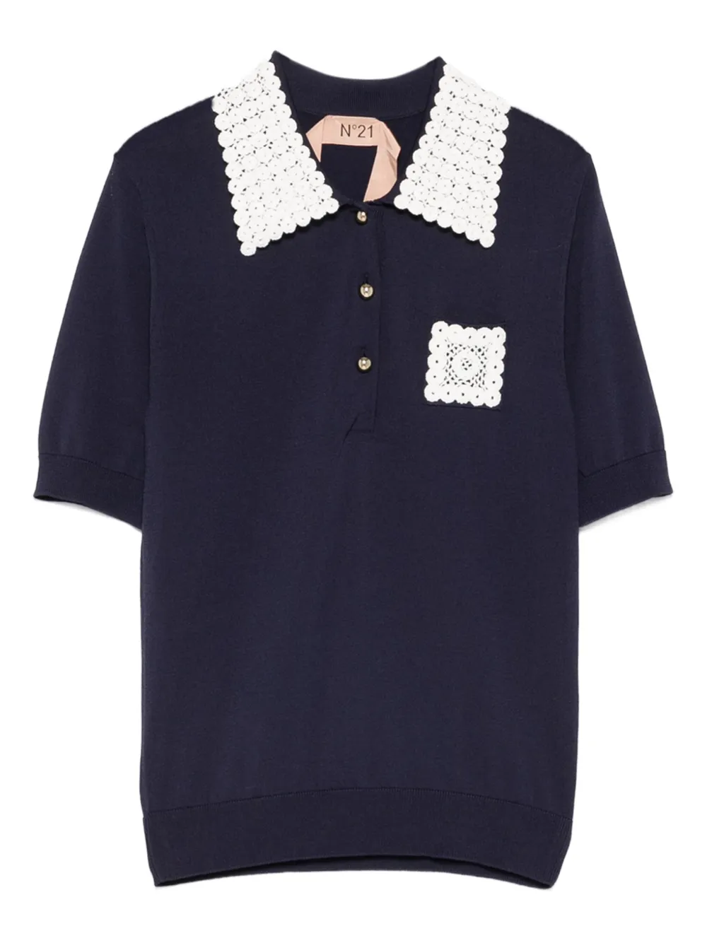Рубашка поло в технике кроше Nº21, синий
Рубашка поло в технике кроше Nº21, синий