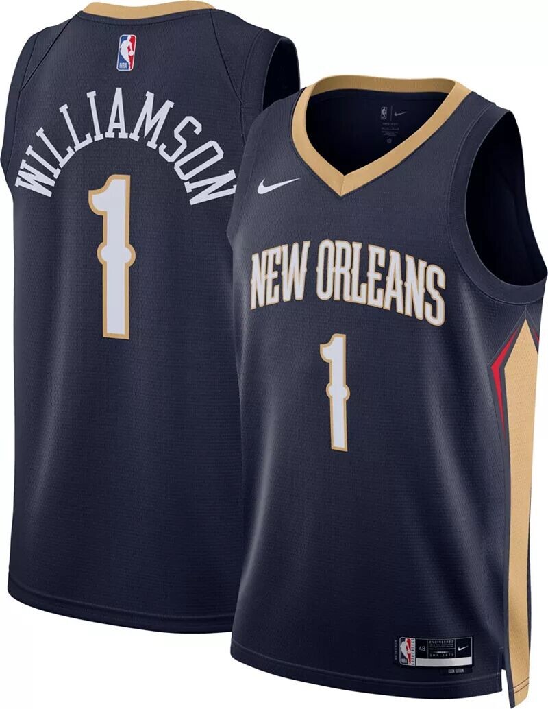 Мужская темно-синяя майка Nike New Orleans Pelicans Zion Williamson #1 Dri-FIT Swingman
Мужская темно-синяя майка Nike New Orleans Pelicans Zion Williamson #1 Dri-FIT Swingman