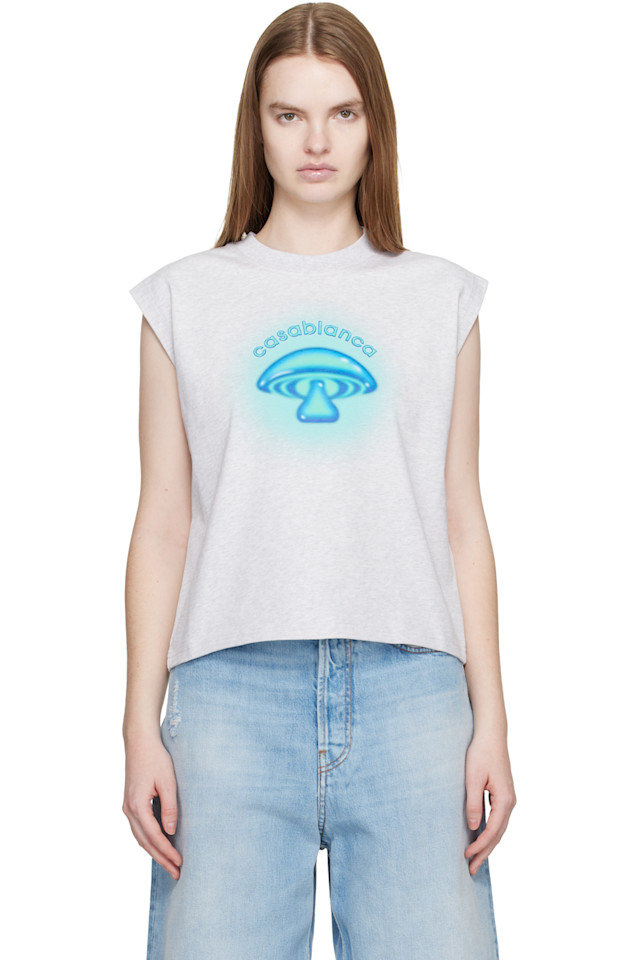 Casablanca Серая майка с рисунком в виде гриба, выполненным аэрографом
Casablanca Серая майка с рисунком в виде гриба, выполненным аэрографом