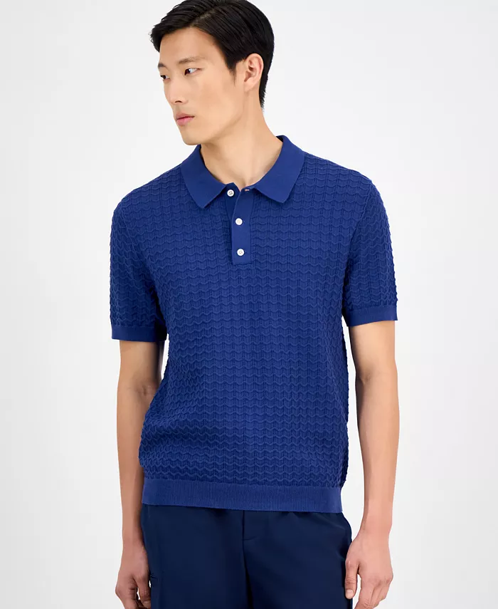 Мужской текстурированный свитер-поло Alfani, синий
Мужской текстурированный свитер-поло Alfani, синий