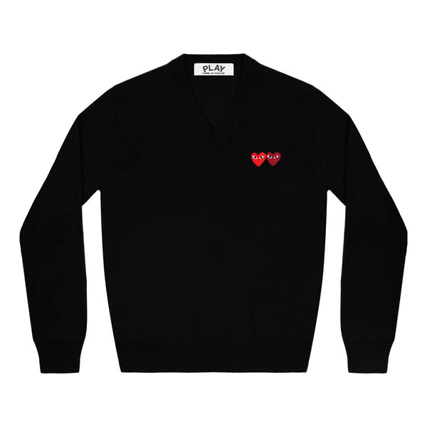 Свитер v-neck pullover two emblems 'black' Comme Des Garcons Play, черный 
Свитер v-neck pullover two emblems 'black' Comme Des Garcons Play, черный