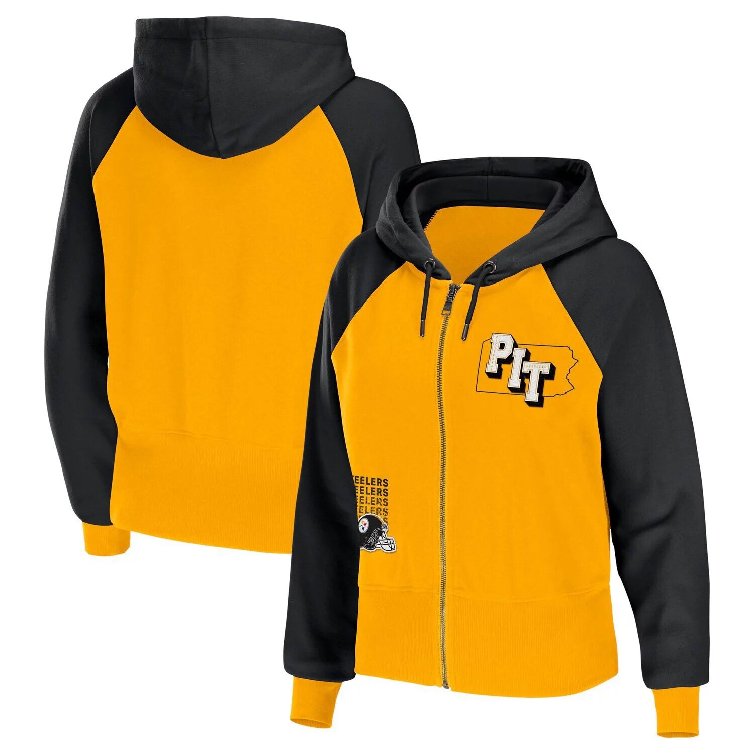 Женская одежда WEAR by Erin Andrews Gold Pittsburgh Steelers с капюшоном с цветными блоками и молнией во всю длину
Женская одежда WEAR by Erin Andrews Gold Pittsburgh Steelers с капюшоном с цветными блоками и молнией во всю длину