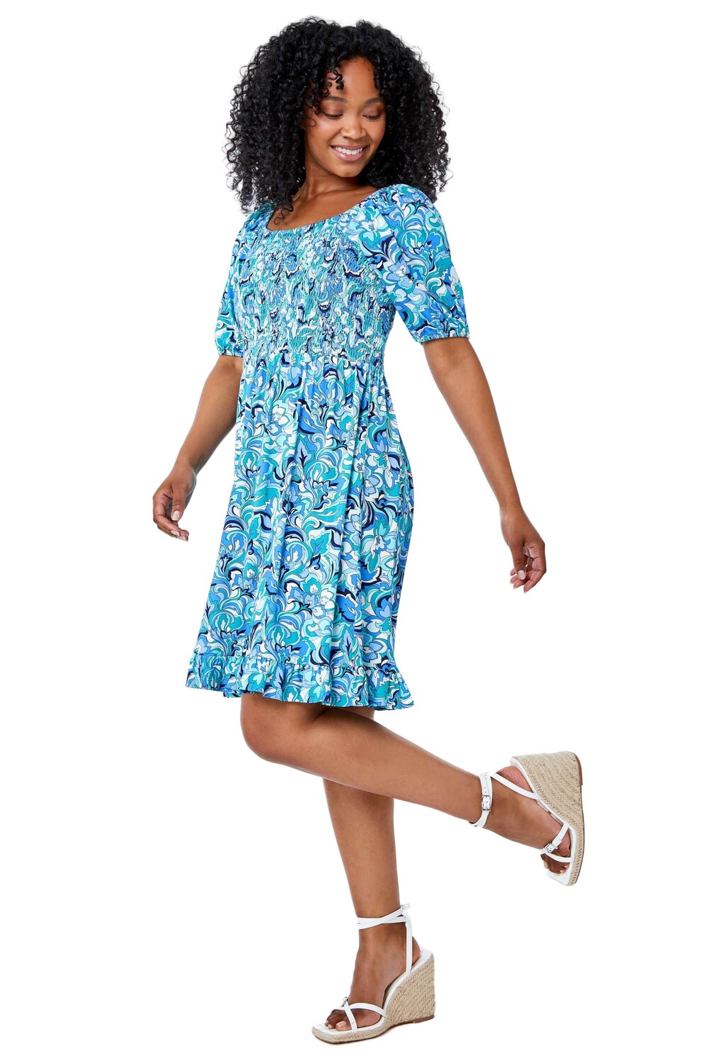 Чайное платье Petite с цветочным принтом и сборками Roman, синий
Чайное платье Petite с цветочным принтом и сборками Roman, синий