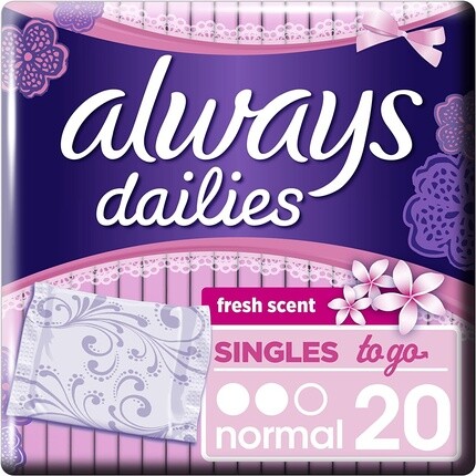 Прокладки для трусов Always Dailies Singles to Go Fresh, 20 шт.
Прокладки для трусов Always Dailies Singles to Go Fresh, 20 шт.