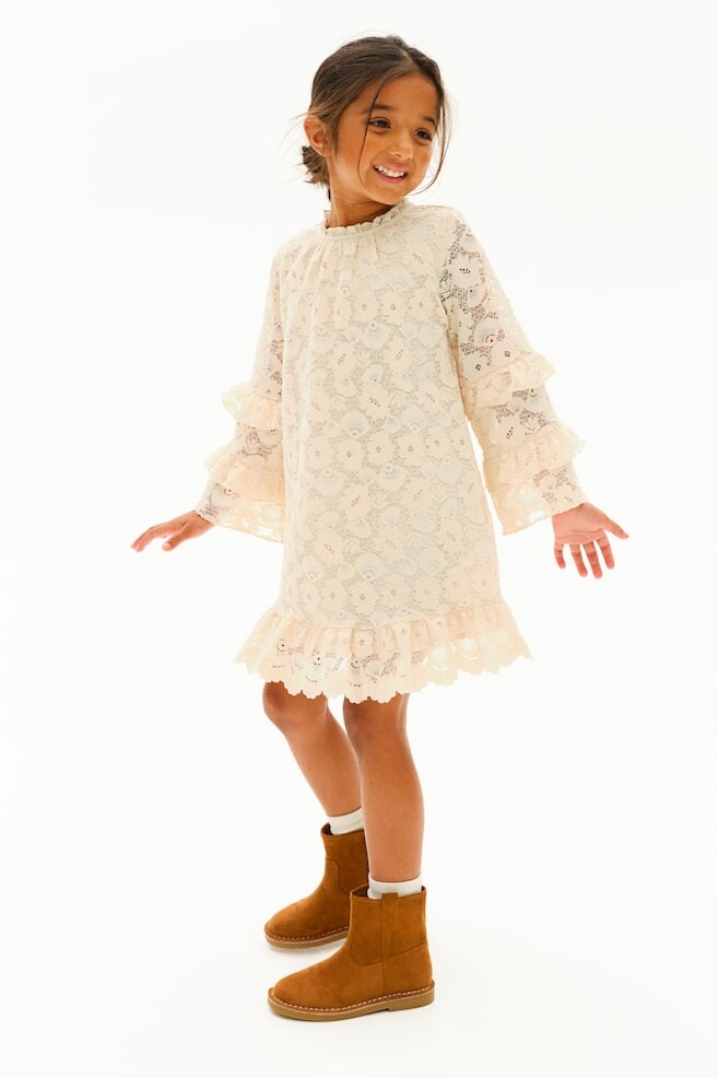 Кружевное платье с воланами H&M, бежевый
Кружевное платье с воланами H&M, бежевый