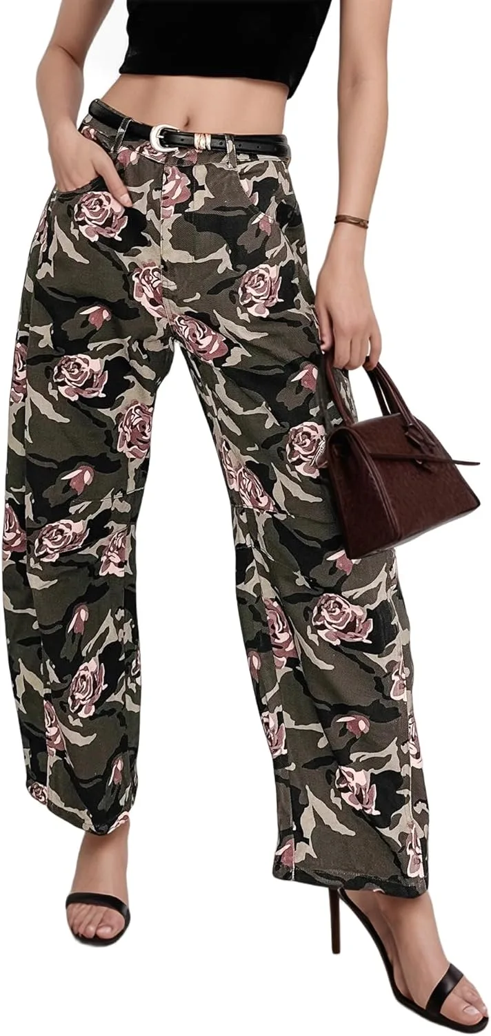 Женские джинсы-бананы Camo с принтом камуфляж и цветами Mid Rise Wonyier
Женские джинсы-бананы Camo с принтом камуфляж и цветами Mid Rise Wonyier