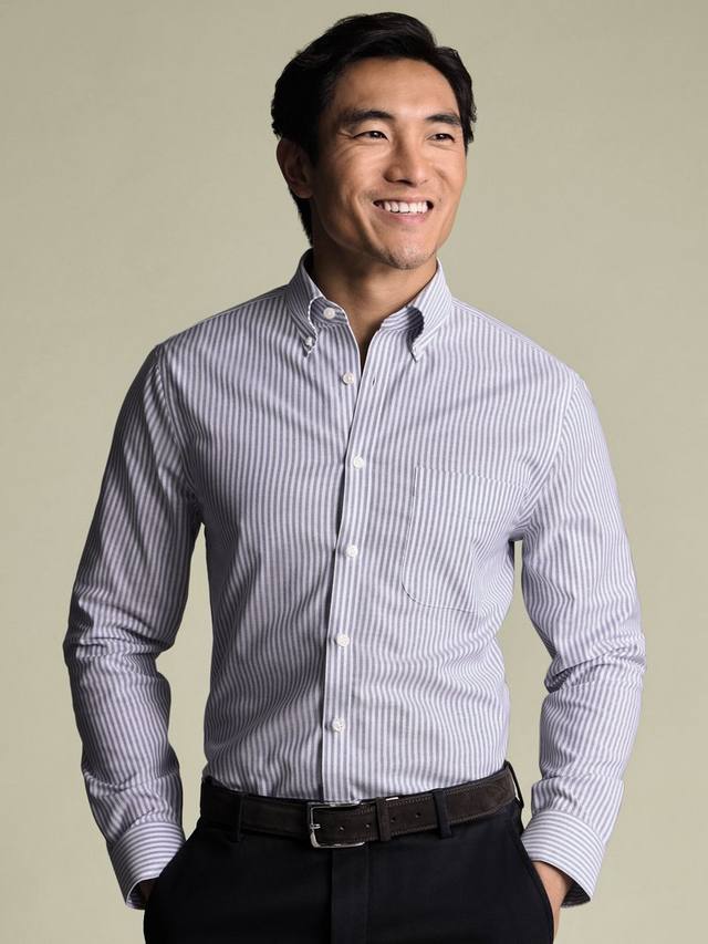 Хлопковая рубашка с длинными рукавами и воротником в полоску Charles Tyrwhitt
Хлопковая рубашка с длинными рукавами и воротником в полоску Charles Tyrwhitt