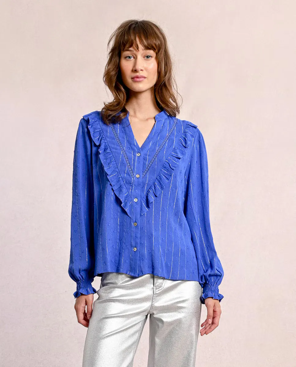 Женская полосатая рубашка с оборками Molly Bracken, синий
Женская полосатая рубашка с оборками Molly Bracken, синий