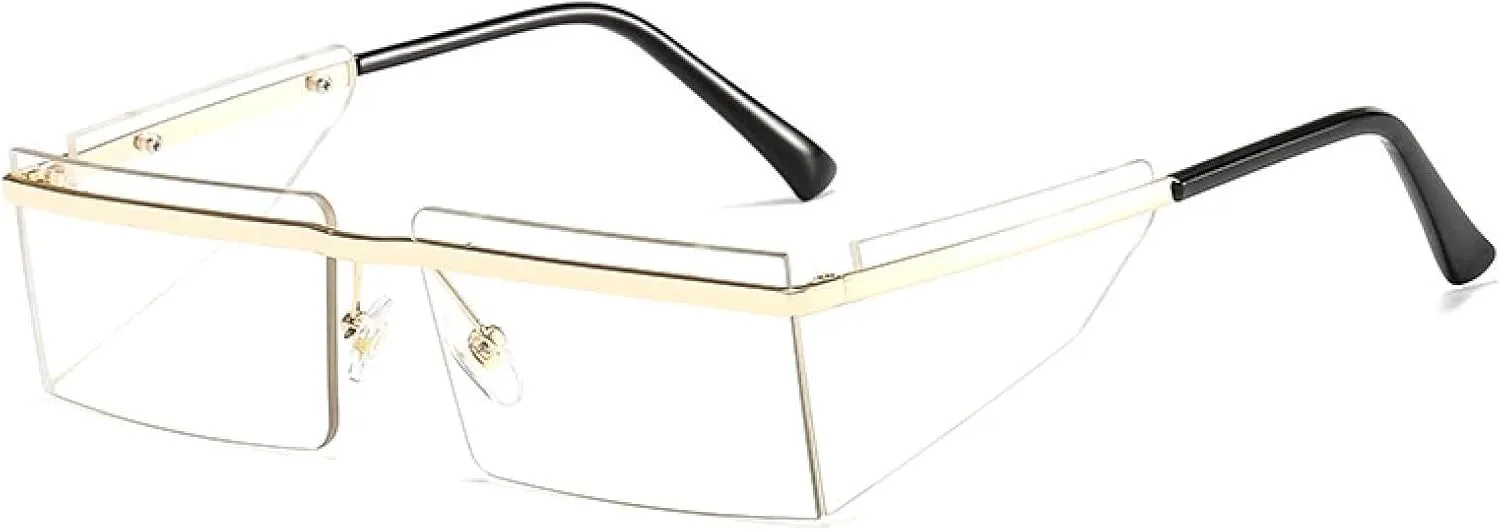 Маленькие солнцезащитные очки без оправы для женщин, модные панк-очки, мужские ретро-очки, прямоугольные, защита от УФ-излучения UV400 TVTBBVV, C7 Gold-clear
Маленькие солнцезащитные очки без оправы для женщин, модные панк-очки, мужские ретро-очки, прямоугольные, защита от УФ-излучения UV400 TVTBBVV, C7 Gold-clear