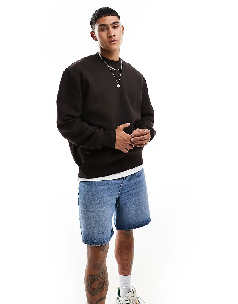 Толстовка оверсайз ASOS DESIGN плотного коричневого цвета 
Толстовка оверсайз ASOS DESIGN плотного коричневого цвета