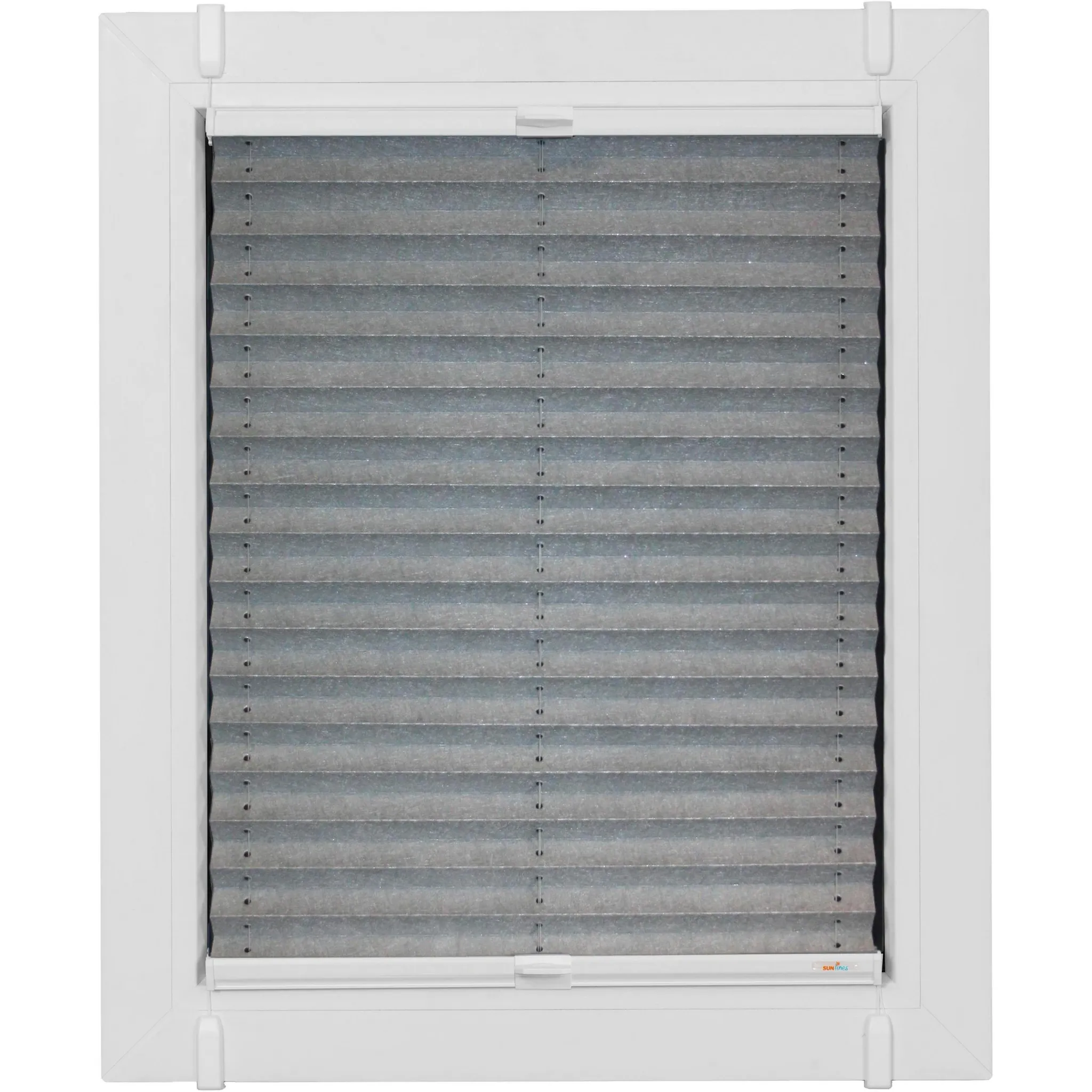 Жалюзи плиссе Sunlines «Молодой стиль энергосбережения», затемняющие, энергосберегающие, без сверления, с перекосами, на заказ, с энергосберегающим эффектом, скреплены зажимными скобами Simply-Fix, цвет silberfarben/weiß + weiß 
Жалюзи плиссе Sunlines «Молодой стиль энергосбережения», затемняющие, энергосберегающие, без сверления, с перекосами, на заказ, с энергосберегающим эффектом, скреплены зажимными скобами Simply-Fix, цвет silberfarben/weiß + weiß