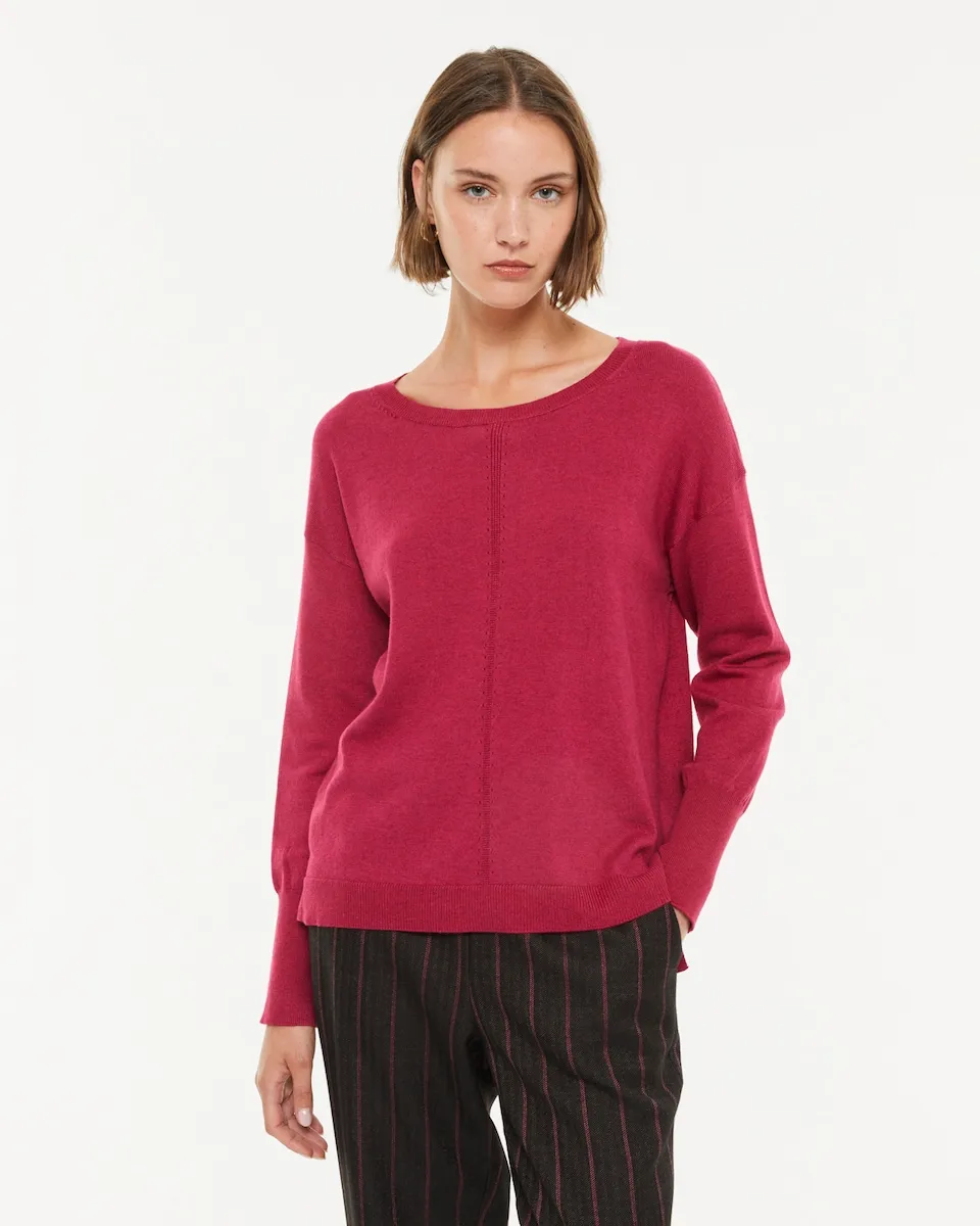 Женский джемпер из однотонного трикотажа с длинными рукавами и круглым вырезом Paz Torras, красный
Женский джемпер из однотонного трикотажа с длинными рукавами и круглым вырезом Paz Torras, красный