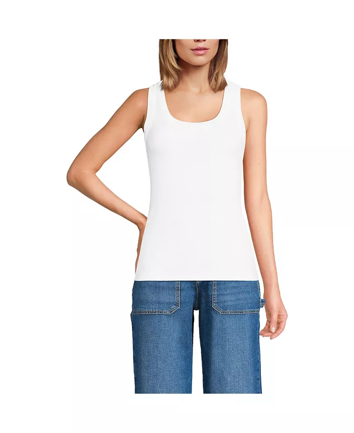 Женский облегающий топ с драпировкой из рубчика Lands' End, белый 
Женский облегающий топ с драпировкой из рубчика Lands' End, белый