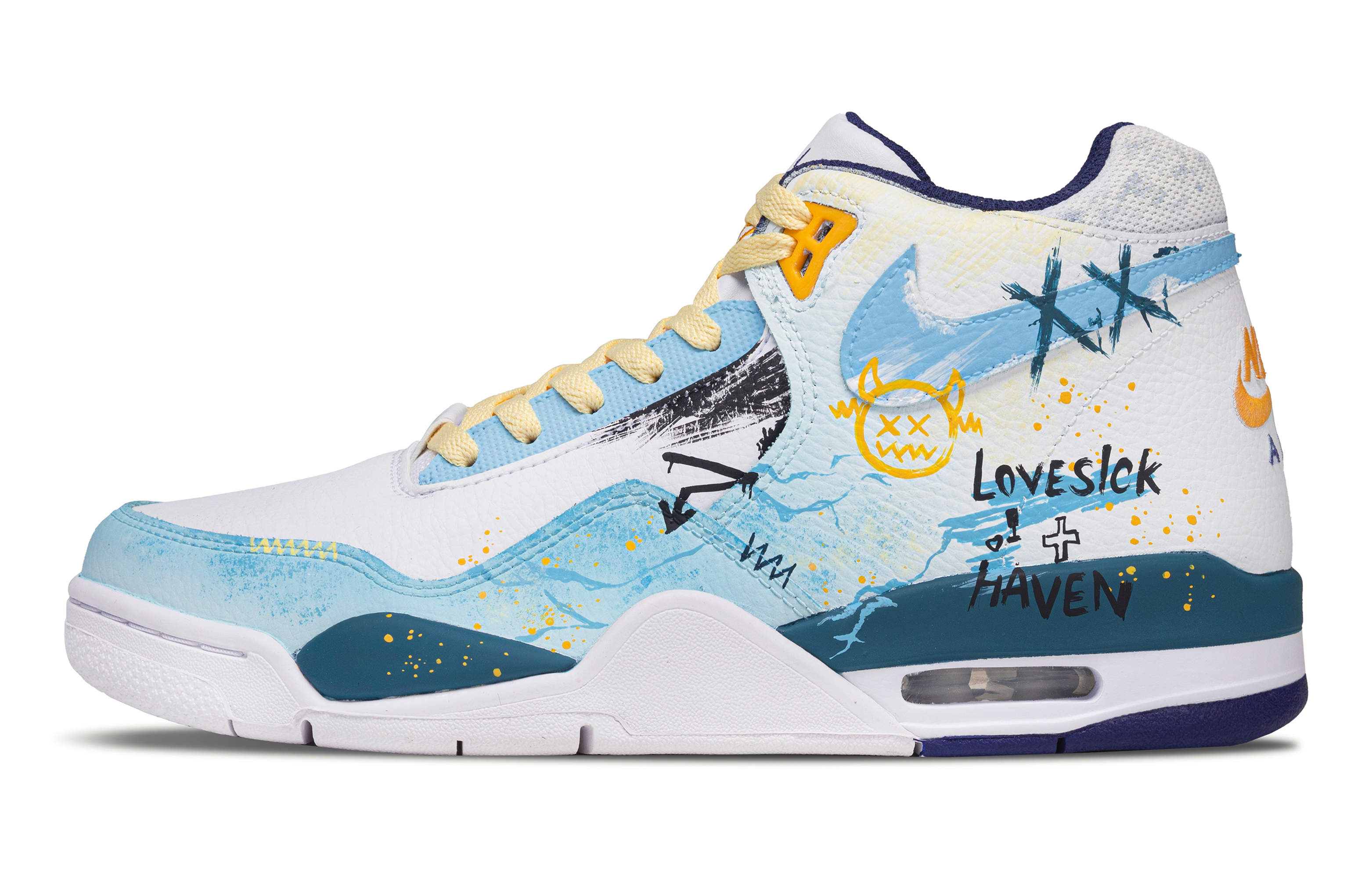 Nike Кроссовки баскетбольные Mid top Flight Legacy Corner Note Abrasion Resistant Vintage мужские бело-сине-желтые
Nike Кроссовки баскетбольные Mid top Flight Legacy Corner Note Abrasion Resistant Vintage мужские бело-сине-желтые