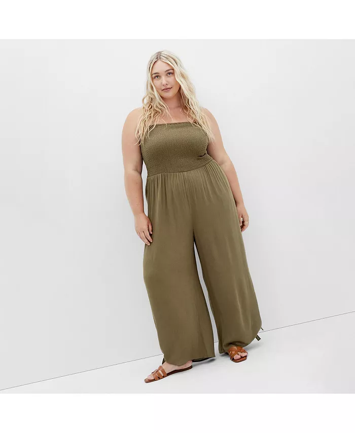 Комбинезон больших размеров со сборками CITY CHIC, зеленый 
Комбинезон больших размеров со сборками CITY CHIC, зеленый