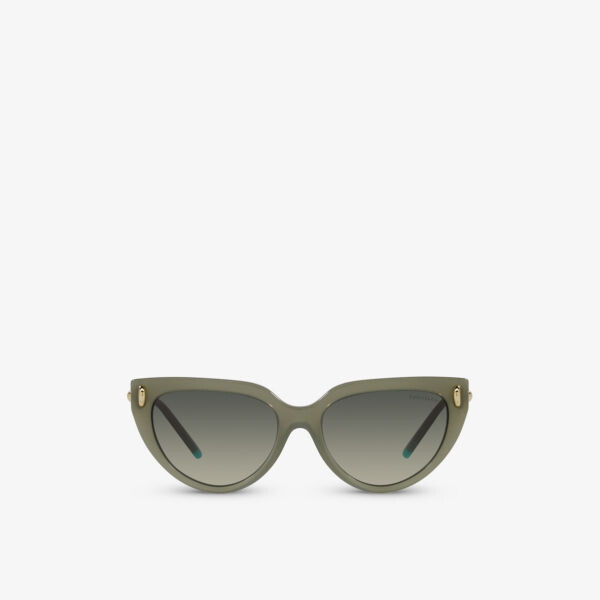 Солнцезащитные очки Tf4195 «кошачий глаз» из ацетата и металла с фирменной отделкой Tiffany & Co, зеленый