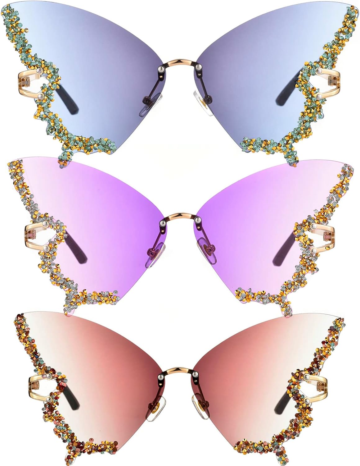 Роскошные солнцезащитные очки-бабочки с бриллиантами для женщин, винтажные, без оправы, с крупными стразами, солнцезащитные очки в стиле Y2K mincl, 3pcs-blue&brown&purple
Роскошные солнцезащитные очки-бабочки с бриллиантами для женщин, винтажные, без оправы, с крупными стразами, солнцезащитные очки в стиле Y2K mincl, 3pcs-blue&brown&purple
