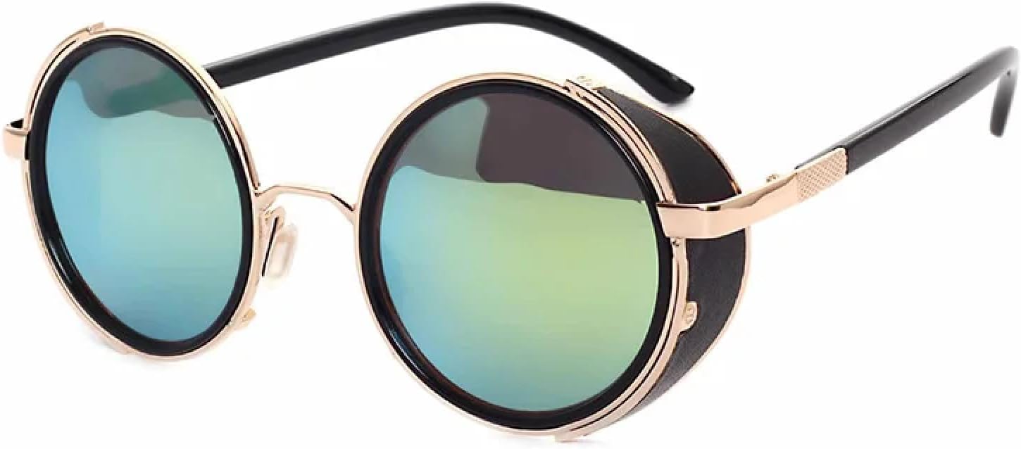 Винтажные женские солнцезащитные очки в стиле стимпанк ретро с покрытием, мужские круглые солнцезащитные очки в стиле панк с защитой от УФ-излучения UV400 TVTBBVV, Golden Gold
Винтажные женские солнцезащитные очки в стиле стимпанк ретро с покрытием, мужские круглые солнцезащитные очки в стиле панк с защитой от УФ-излучения UV400 TVTBBVV, Golden Gold