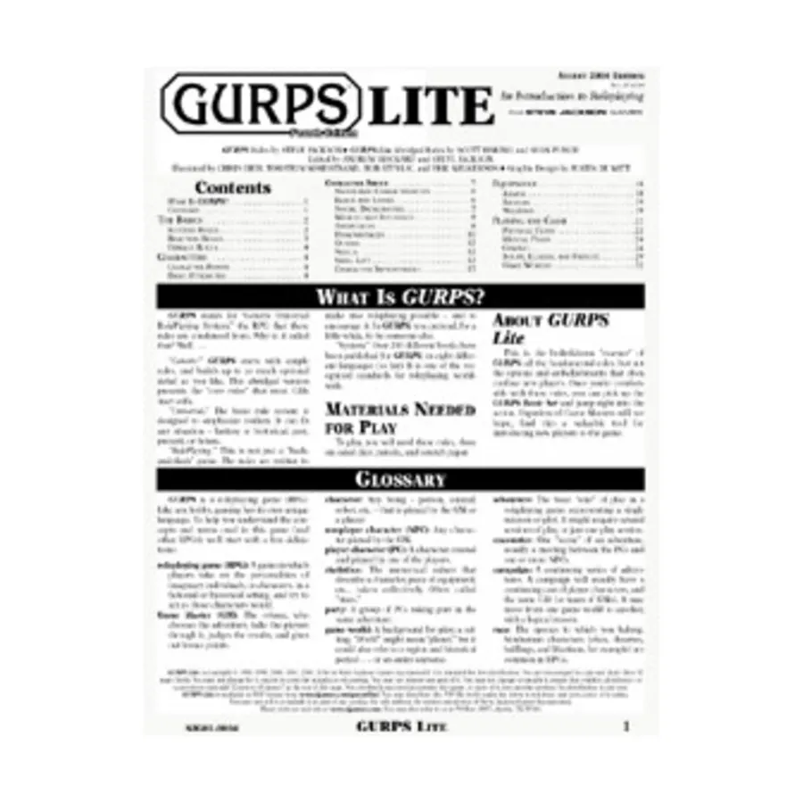 GURPS Lite (4th Edition), GURPS (4th Edition) - Core & Assorted, мягкая обложка
GURPS Lite (4th Edition), GURPS (4th Edition) - Core & Assorted, мягкая обложка
