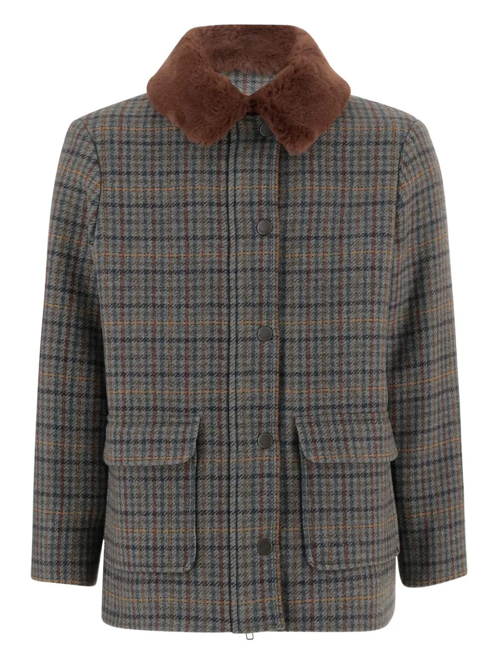 Пальто в клетку Bonpoint, серый 
Пальто в клетку Bonpoint, серый