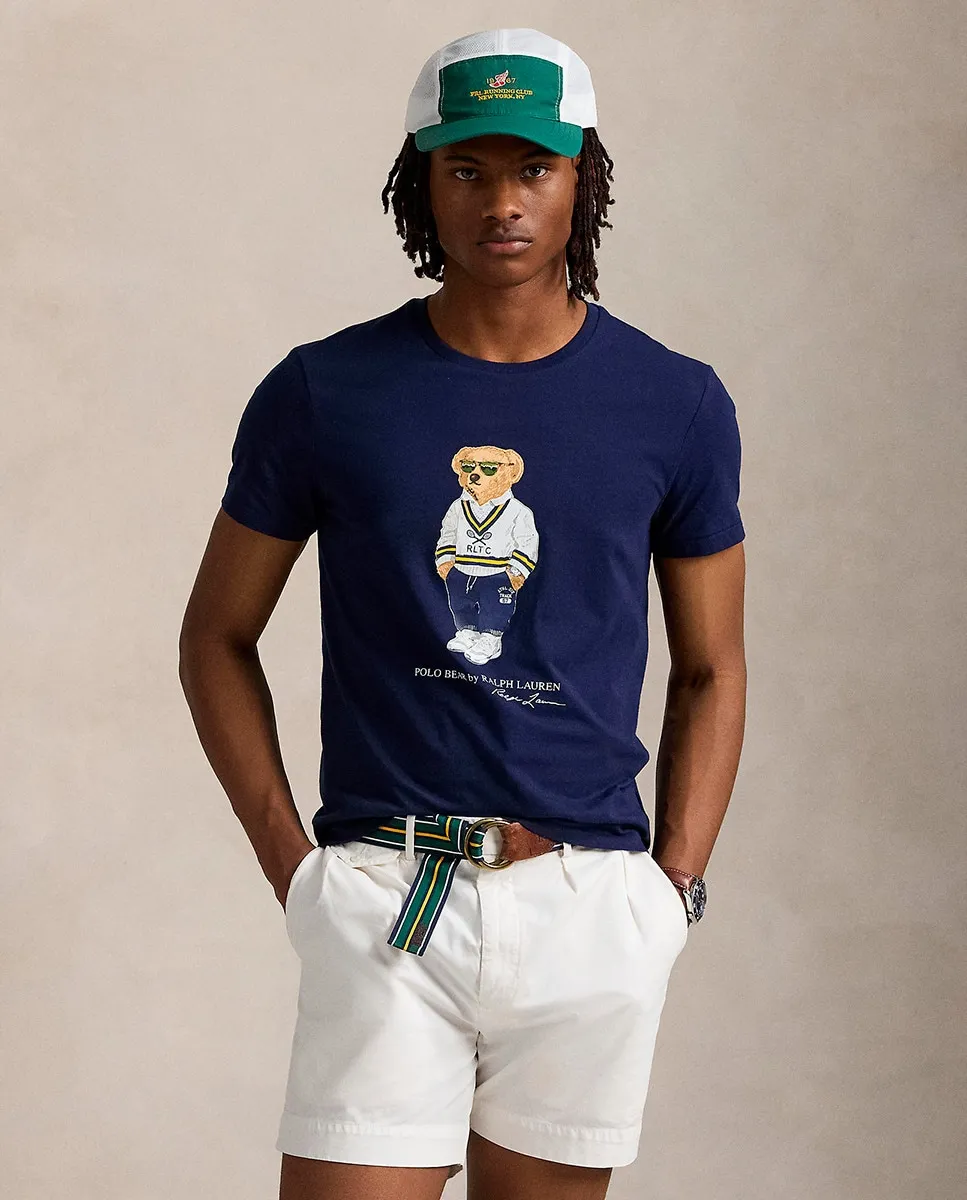 Мужская хлопковая футболка с изображением медведя поло Polo Ralph Lauren, тёмно-синий
Мужская хлопковая футболка с изображением медведя поло Polo Ralph Lauren, тёмно-синий