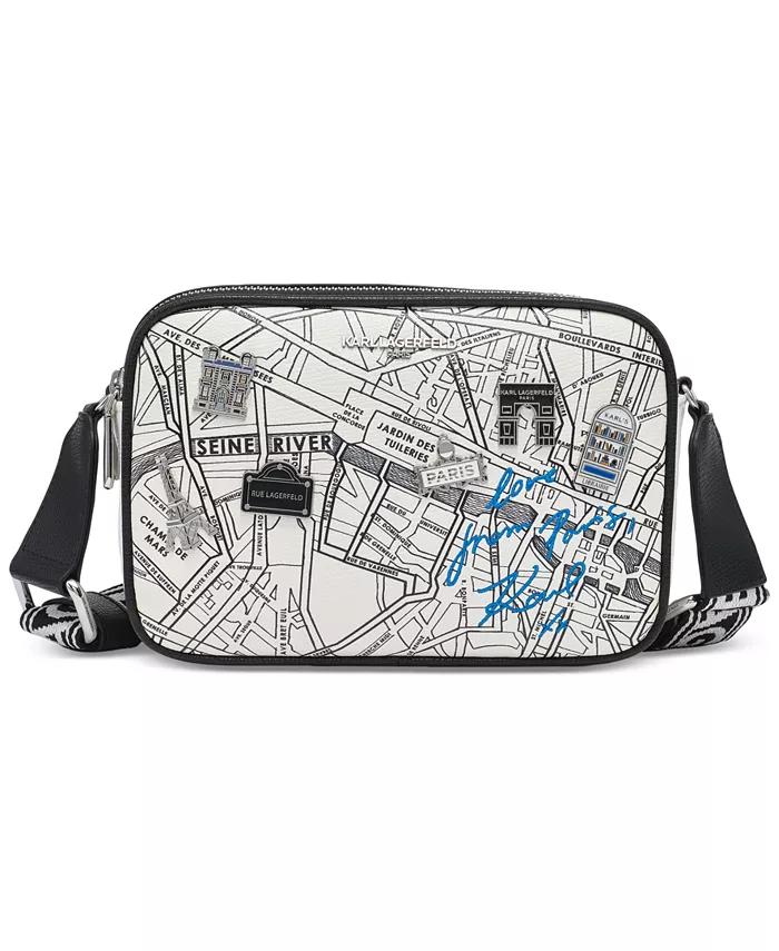 Сумка кросс-боди Maybelle с принтом для путешествий и булавками KARL LAGERFELD PARIS, белый 
Сумка кросс-боди Maybelle с принтом для путешествий и булавками KARL LAGERFELD PARIS, белый