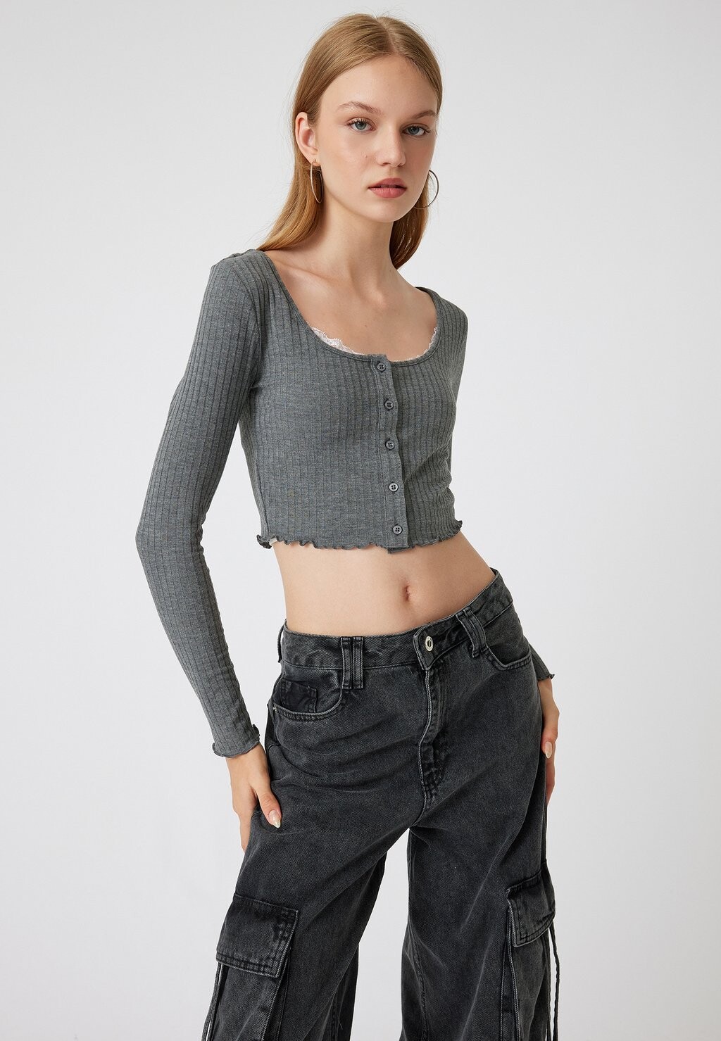 Кардиган CROP Koton, антрацит
Кардиган CROP Koton, антрацит