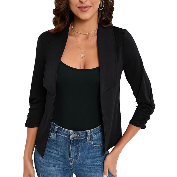 Женский укороченный блейзер кардиган с открытым передом Yesfashion, Black
Женский укороченный блейзер кардиган с открытым передом Yesfashion, Black