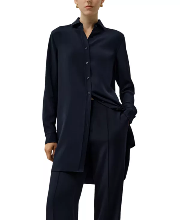 Классическая шелковая рубашка удлиненного кроя Lilysilk, синий
Классическая шелковая рубашка удлиненного кроя Lilysilk, синий