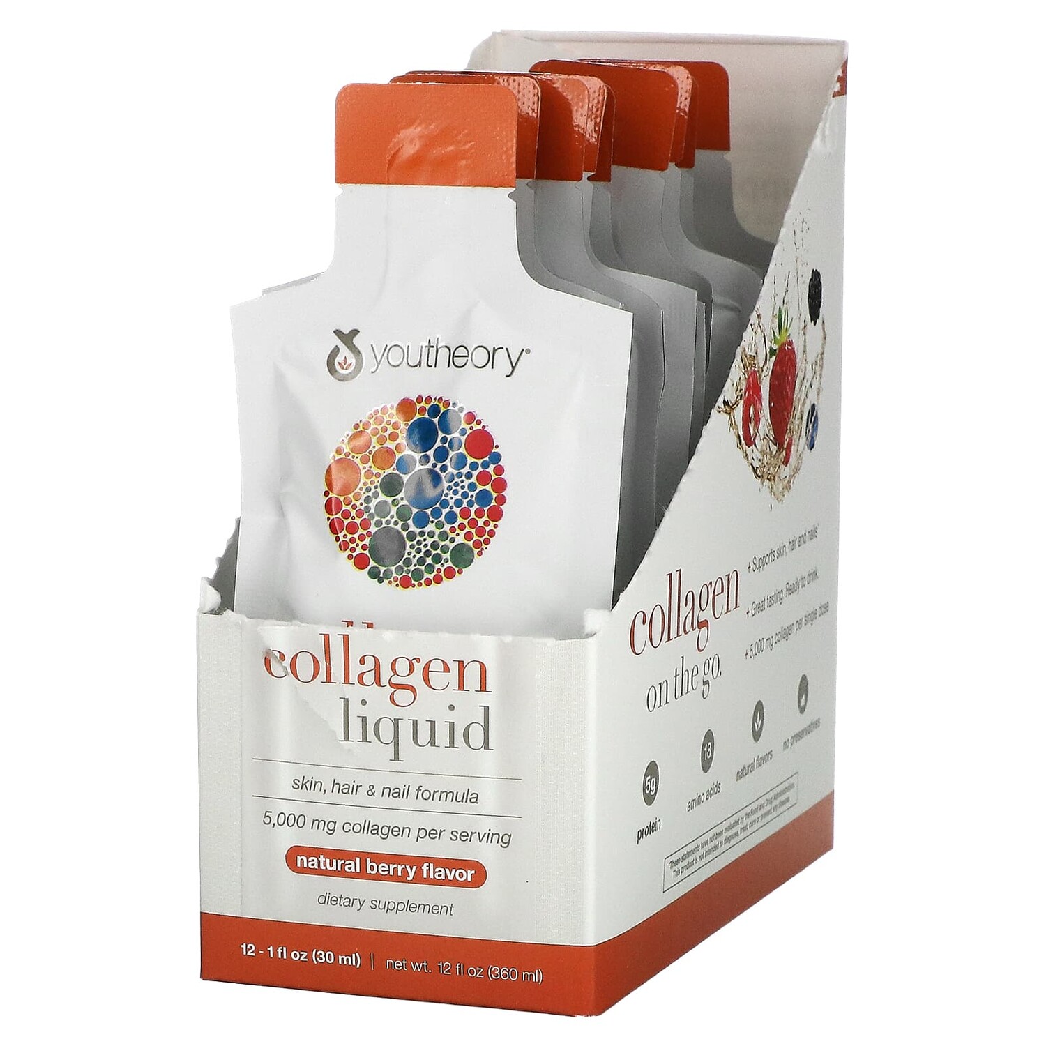 Youtheory Liquid Collagen Natural Berry 12 Liquid Tubes 1 fl oz (30 ml) Each
Youtheory Liquid Collagen Natural Berry 12 Liquid Tubes 1 fl oz (30 ml) Each