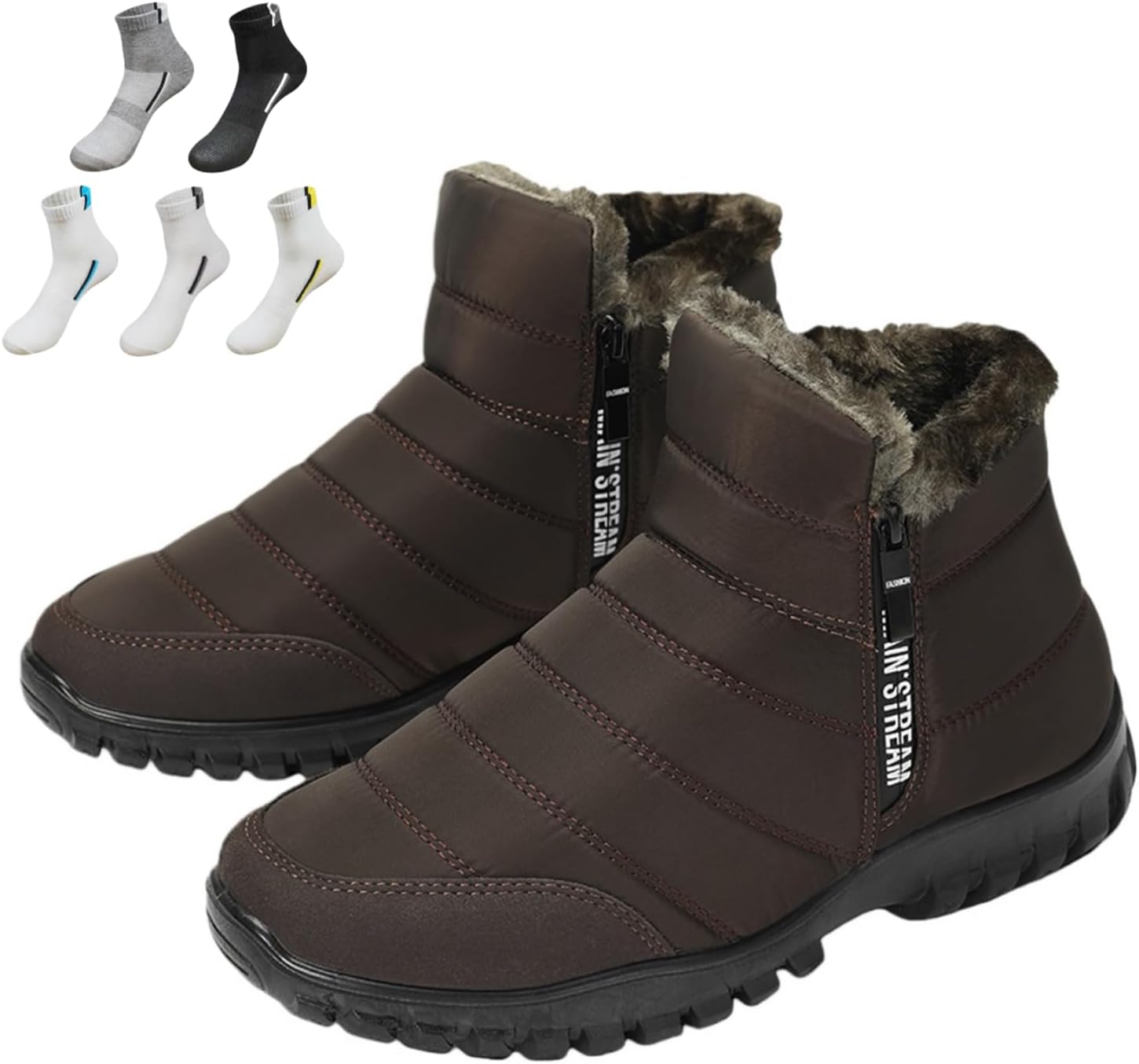 Мужские зимние ботинки, водонепроницаемые, утепленные хлопком, на молнии, ботинки для снега до щиколотки, теплые с мягким толстым мехом, водонепроницаемые снежные ботинки Generic, Coffee
Мужские зимние ботинки, водонепроницаемые, утепленные хлопком, на молнии, ботинки для снега до щиколотки, теплые с мягким толстым мехом, водонепроницаемые снежные ботинки Generic, Coffee