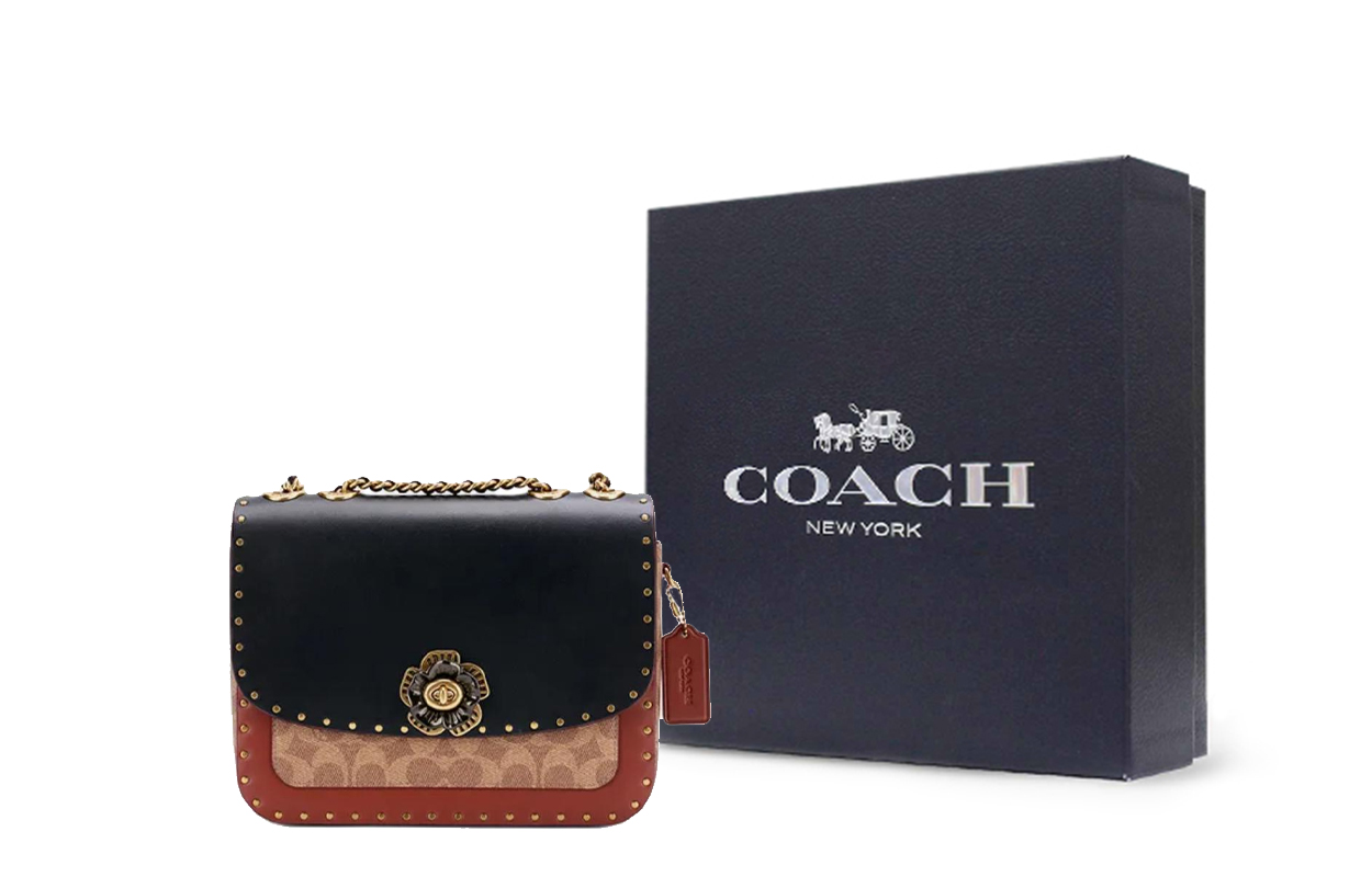 COACH Сумка через плечо из кожи коровы Мэдисон для женщин ржаво-красная и черная 
COACH Сумка через плечо из кожи коровы Мэдисон для женщин ржаво-красная и черная