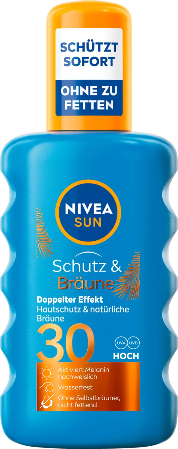 Солнцезащитный спрей NIVEA SUN Sonnenspray Schutz & Bräune LSF 30, 200 ml
Солнцезащитный спрей NIVEA SUN Sonnenspray Schutz & Bräune LSF 30, 200 ml
