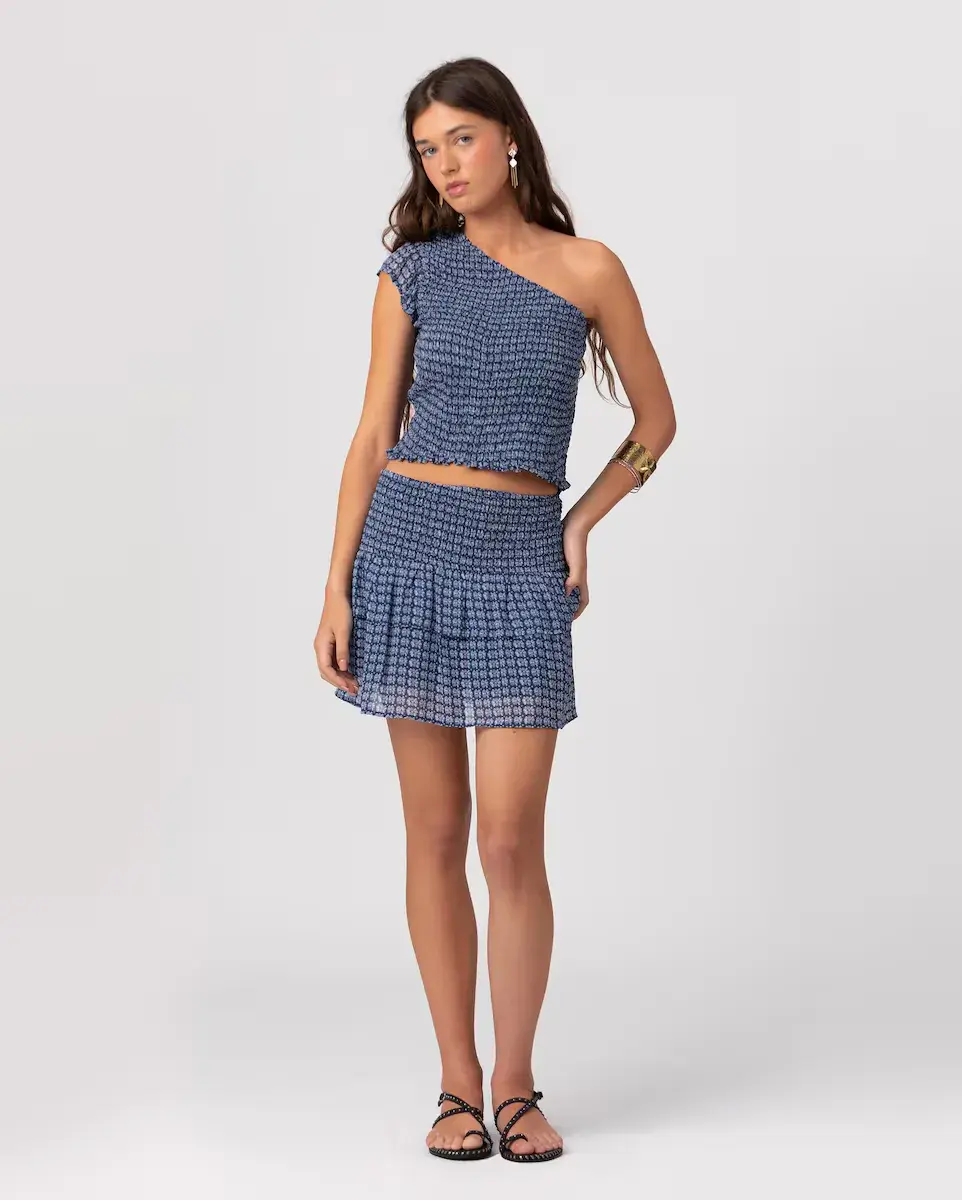 Мини-юбка из сотовой ткани с оборками Noon, синий
Мини-юбка из сотовой ткани с оборками Noon, синий