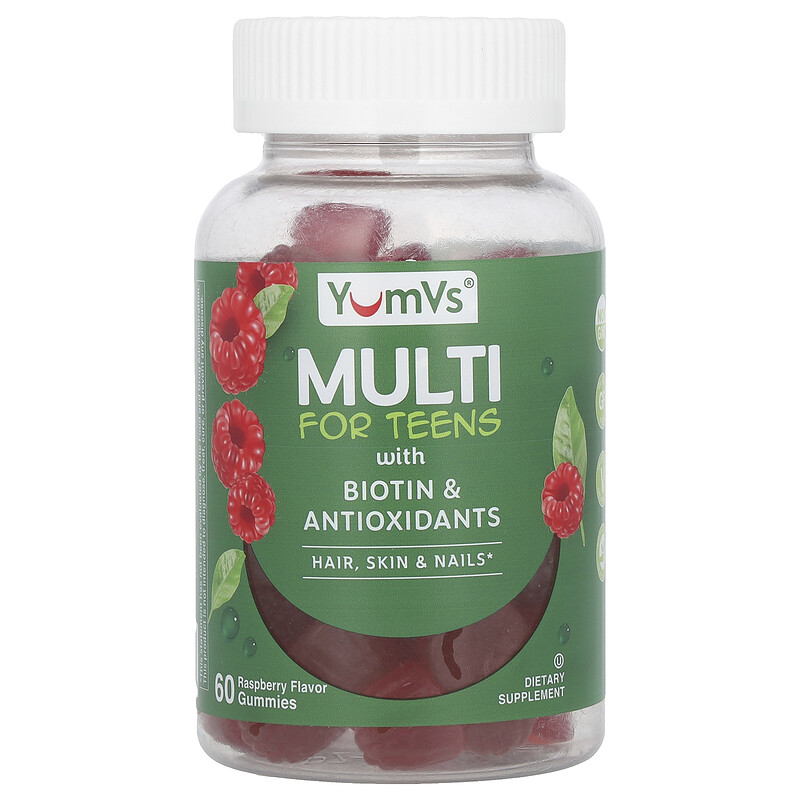 YumVs, Мультивитамины для подростков с биотином и антиоксидантами, малина, 60 жевательных таблеток
YumVs, Мультивитамины для подростков с биотином и антиоксидантами, малина, 60 жевательных таблеток