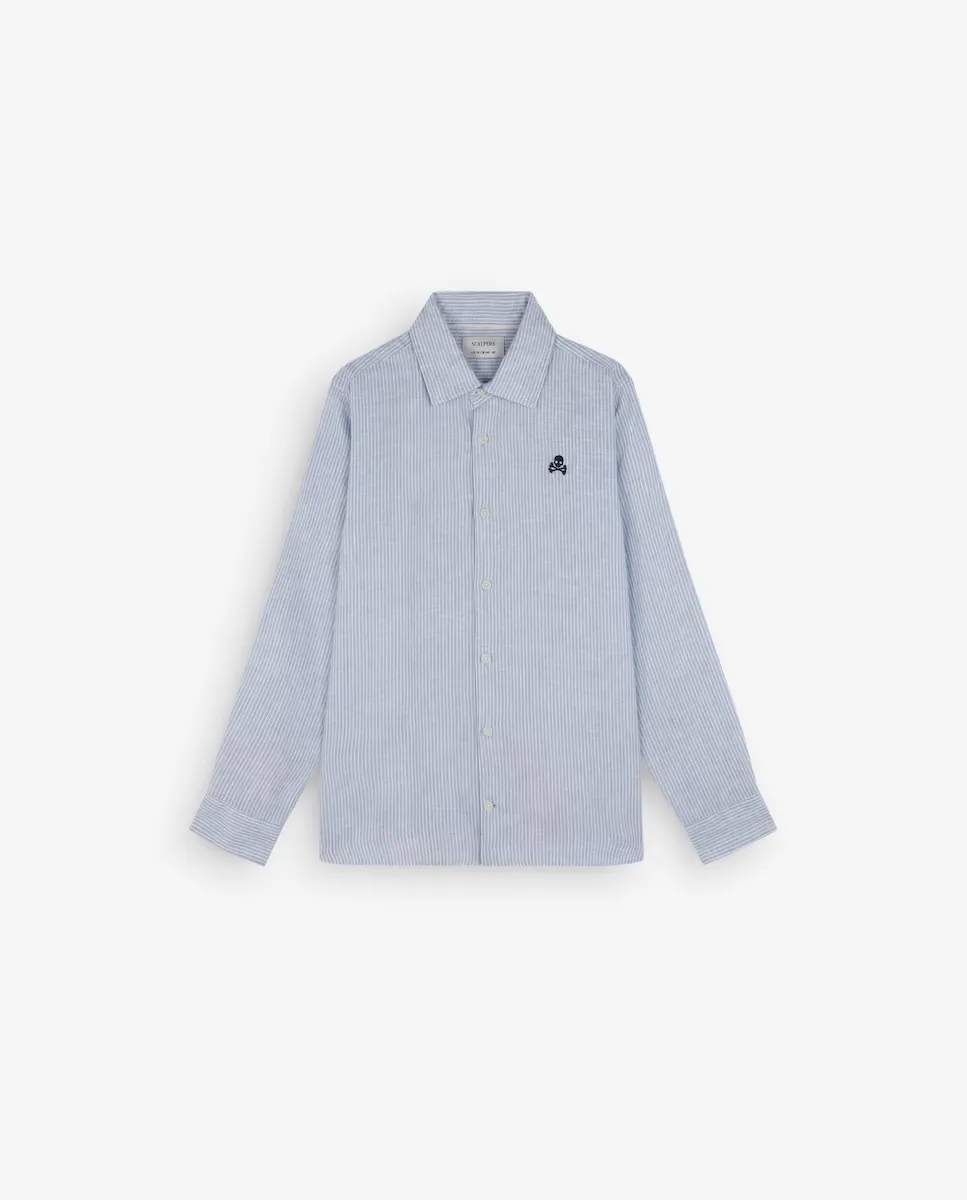 Льняная рубашка для мальчиков с вышитым черепом Scalpers, синий
Льняная рубашка для мальчиков с вышитым черепом Scalpers, синий