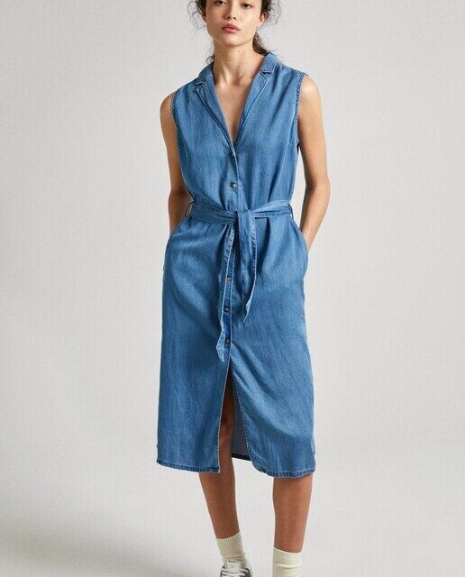 Джинсовое платье без рукавов с застежкой на пуговицы Pepe Jeans, синий 
Джинсовое платье без рукавов с застежкой на пуговицы Pepe Jeans, синий