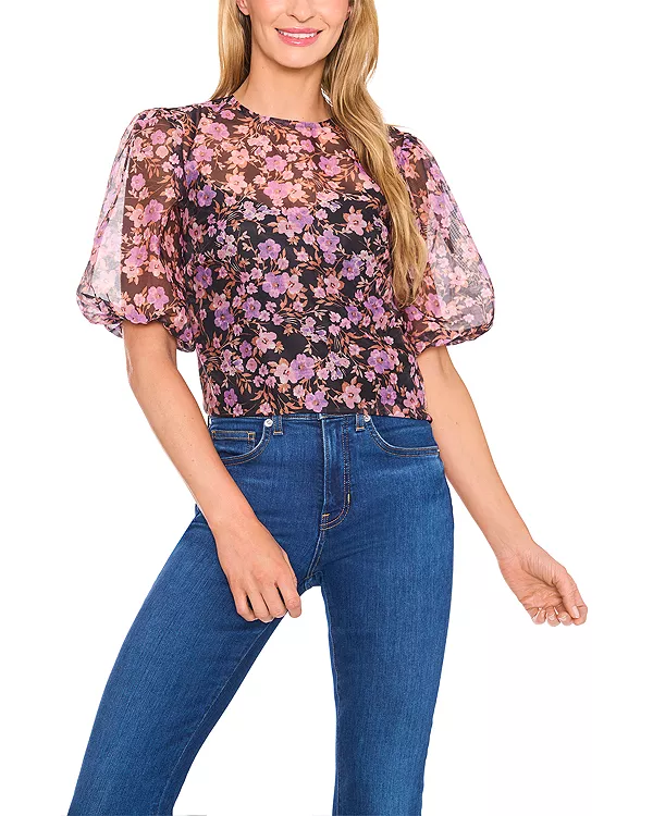 Топ с круглым вырезом и рукавами-баллонами Cece, черный
Топ с круглым вырезом и рукавами-баллонами Cece, черный