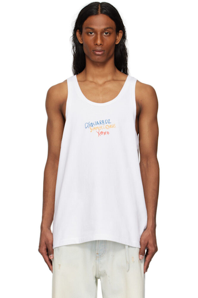 Белая майка-топ спортивного кроя «Summer Lovers» Dsquared2
Белая майка-топ спортивного кроя «Summer Lovers» Dsquared2