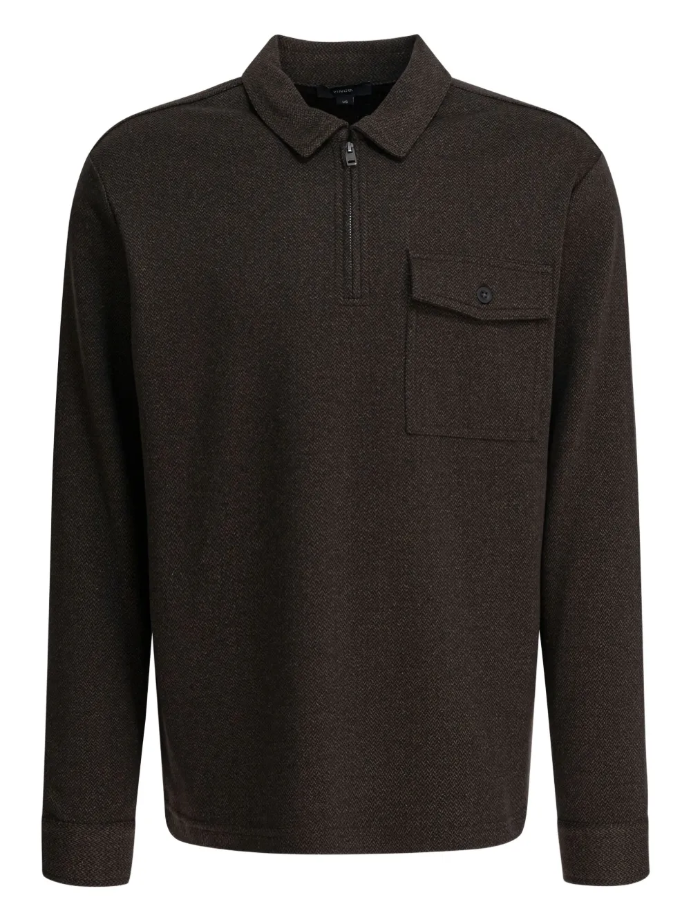 Поло с карманом на молнии и ёлочным узором Vince, коричневый
Поло с карманом на молнии и ёлочным узором Vince, коричневый