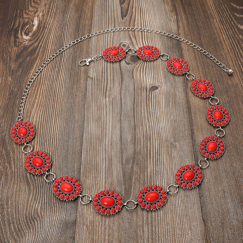 FASHNZFAB Пояс в стиле бохо-винтаж с бирюзовыми камнями и заостренными кончо-цепочками
FASHNZFAB Пояс в стиле бохо-винтаж с бирюзовыми камнями и заостренными кончо-цепочками