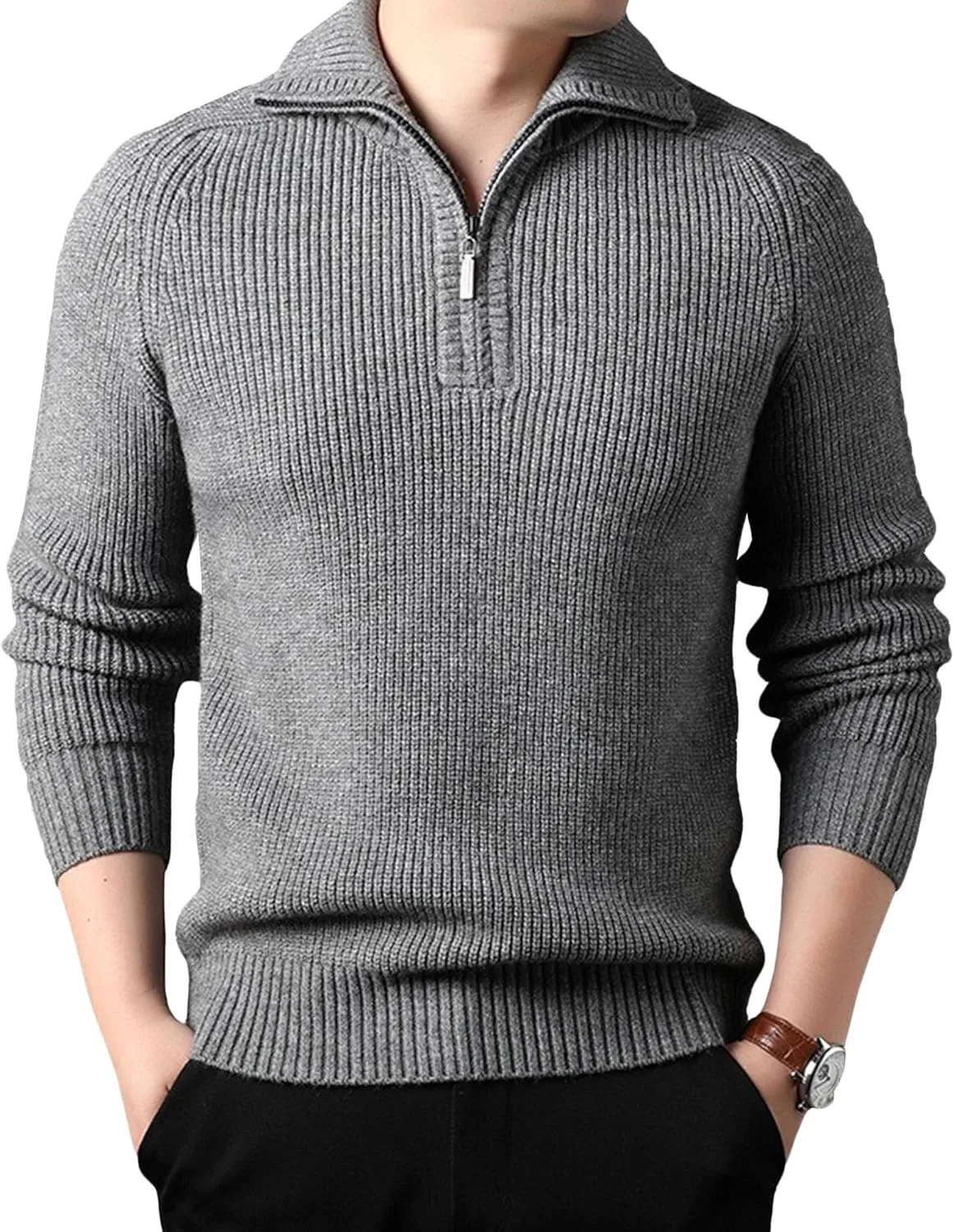 Мужской свитер с четвертью молнии и воротником стойкой DGHM-JLMY
Мужской свитер с четвертью молнии и воротником стойкой DGHM-JLMY