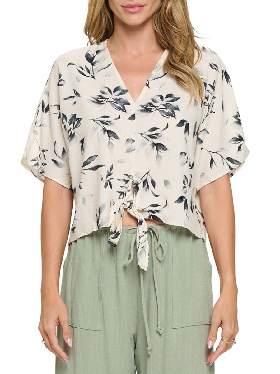 Льняной топ с цветочным принтом и завязкой спереди от Renee C. Renee C., черный
Льняной топ с цветочным принтом и завязкой спереди от Renee C. Renee C., черный