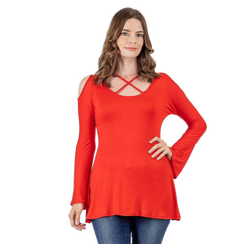 Женский топ 24Seven Comfort Apparel с открытыми плечами и длинными рукавами, перекрещенными крест-накрест, красный
Женский топ 24Seven Comfort Apparel с открытыми плечами и длинными рукавами, перекрещенными крест-накрест, красный