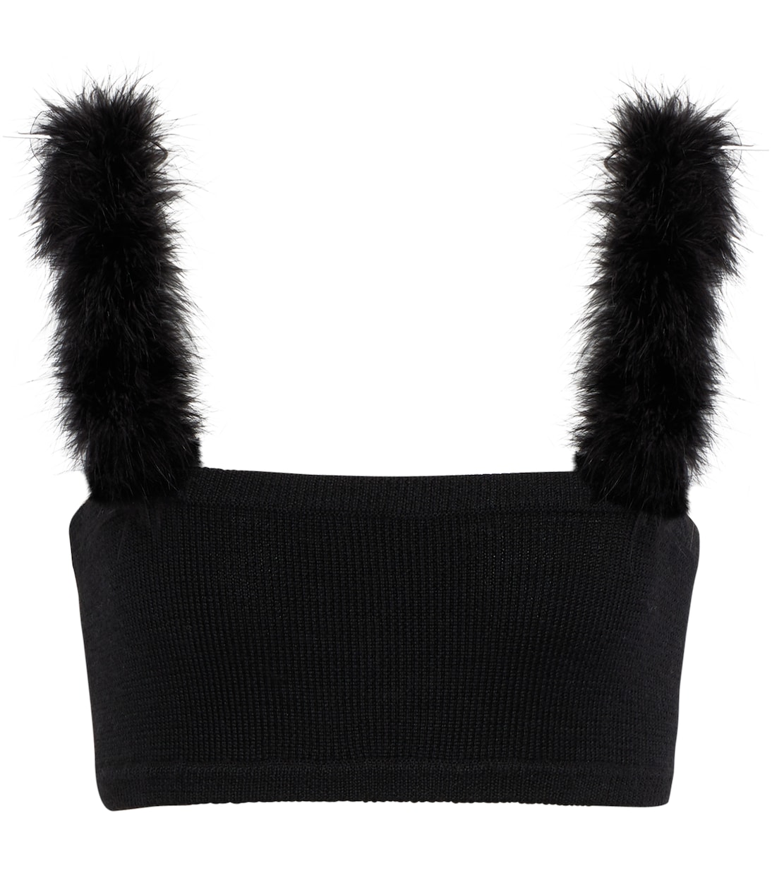 Укороченный топ из шерстяной смеси с отделкой из перьев Magda Butrym, черный
Укороченный топ из шерстяной смеси с отделкой из перьев Magda Butrym, черный