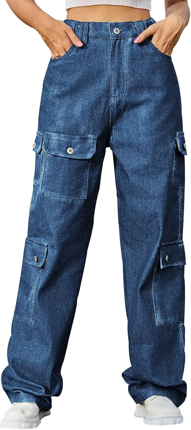 XUNRYAN женские карго штаны High Waist Denim с множеством карманов
XUNRYAN женские карго штаны High Waist Denim с множеством карманов