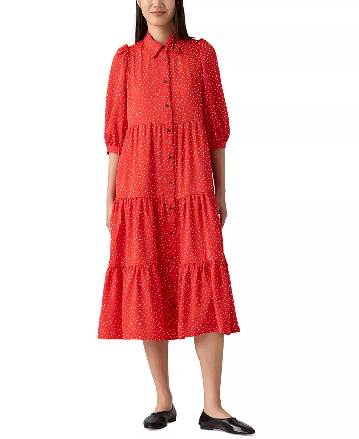 Женское платье Cynthia с пышными рукавами и ярусами миди Levi's, красный
Женское платье Cynthia с пышными рукавами и ярусами миди Levi's, красный